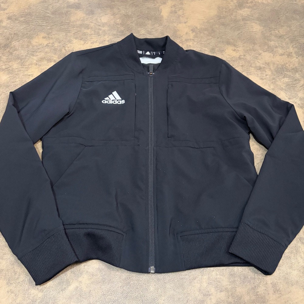 Adidas Bomber Jacket Mens S Black Aeroready Full Zip Athletic Pockets 2427